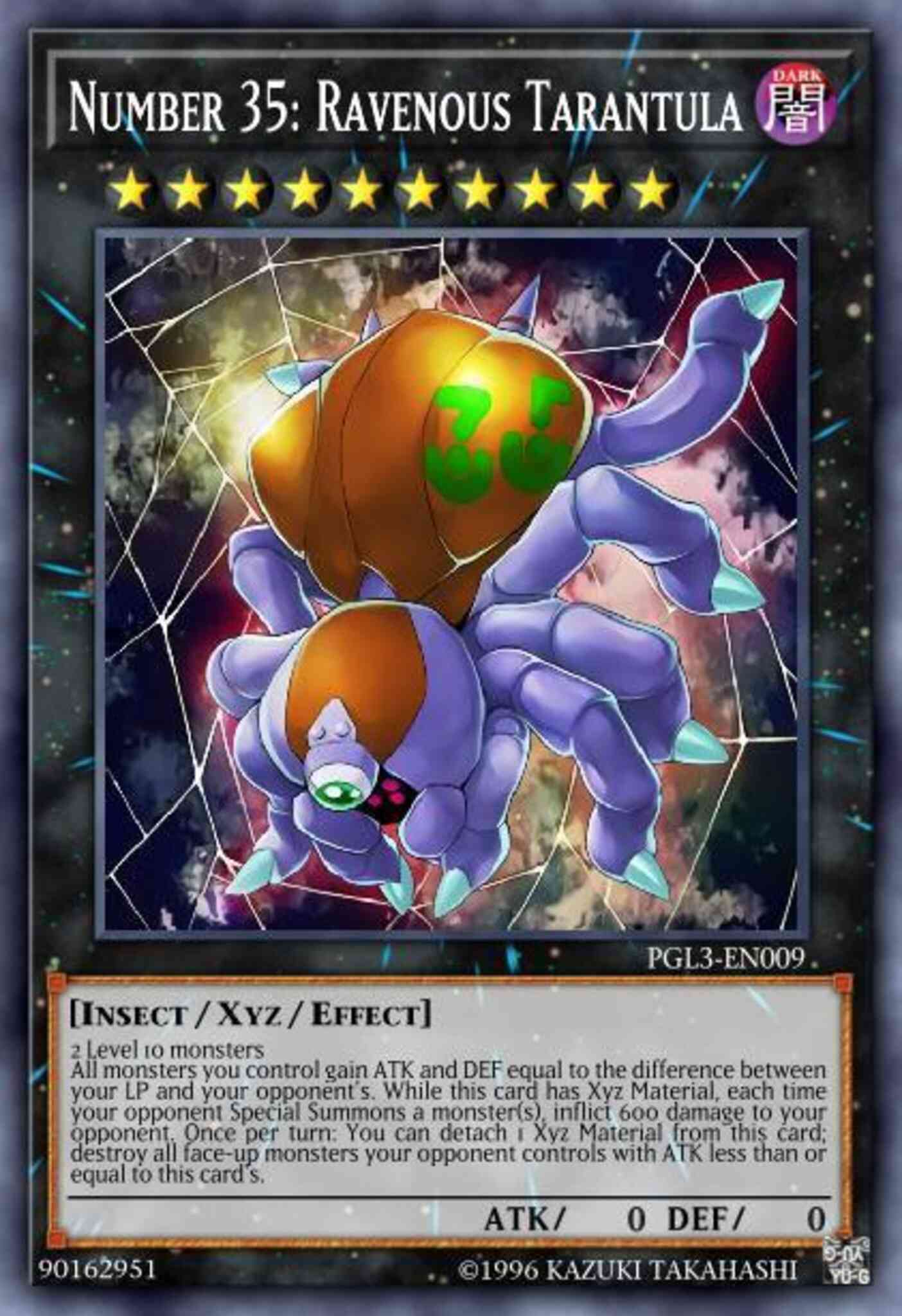 Number 35: Ravenous Tarantula - PGL3-EN009 - Gold Secret Rare - 1st Edition