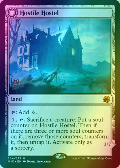 Hostile Hostel // Creeping Inn [Prerelease] [264s] [Innistrad: Midnight Hunt Promos] [Foil]