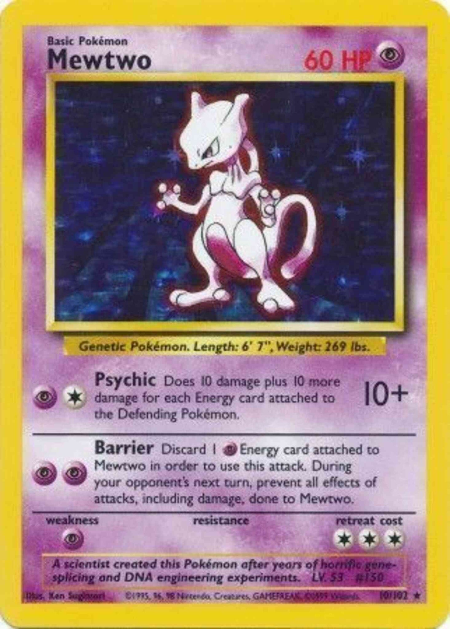 Mewtwo - 10/102 - Rare - Unlimited [base1U-10] [Holo]