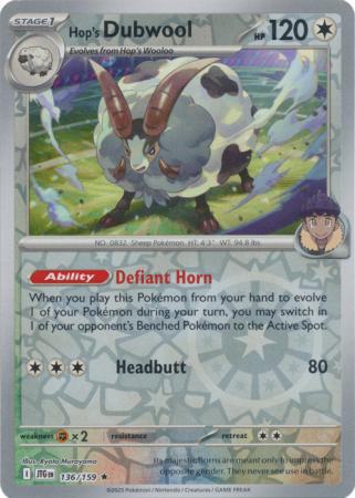 Hop's Dubwool - 136/159 - Rare [sv09-136] [Reverse Holo]