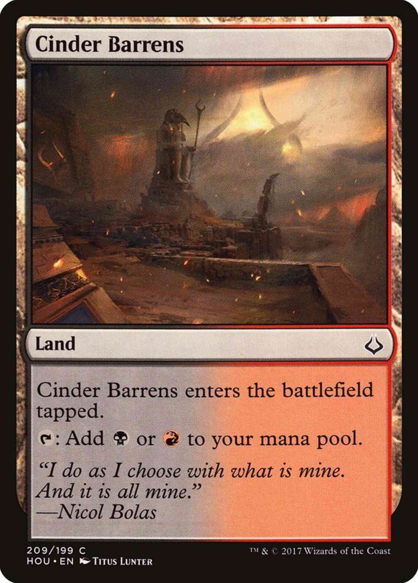 Cinder Barrens [209] [Planeswalker Deck Exclusive] [Hour of Devastation] [Non-Foil]