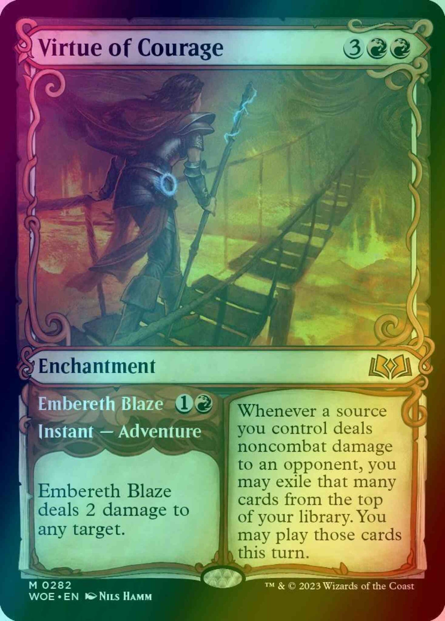 Virtue of Courage // Embereth Blaze [282] [Adventure Showcase] [Wilds of Eldraine] [Foil]