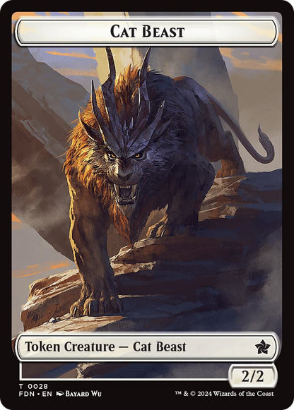 Cat Beast Token (28) // Dragon Token (17) [Foundations: Tokens] [Non-Foil]