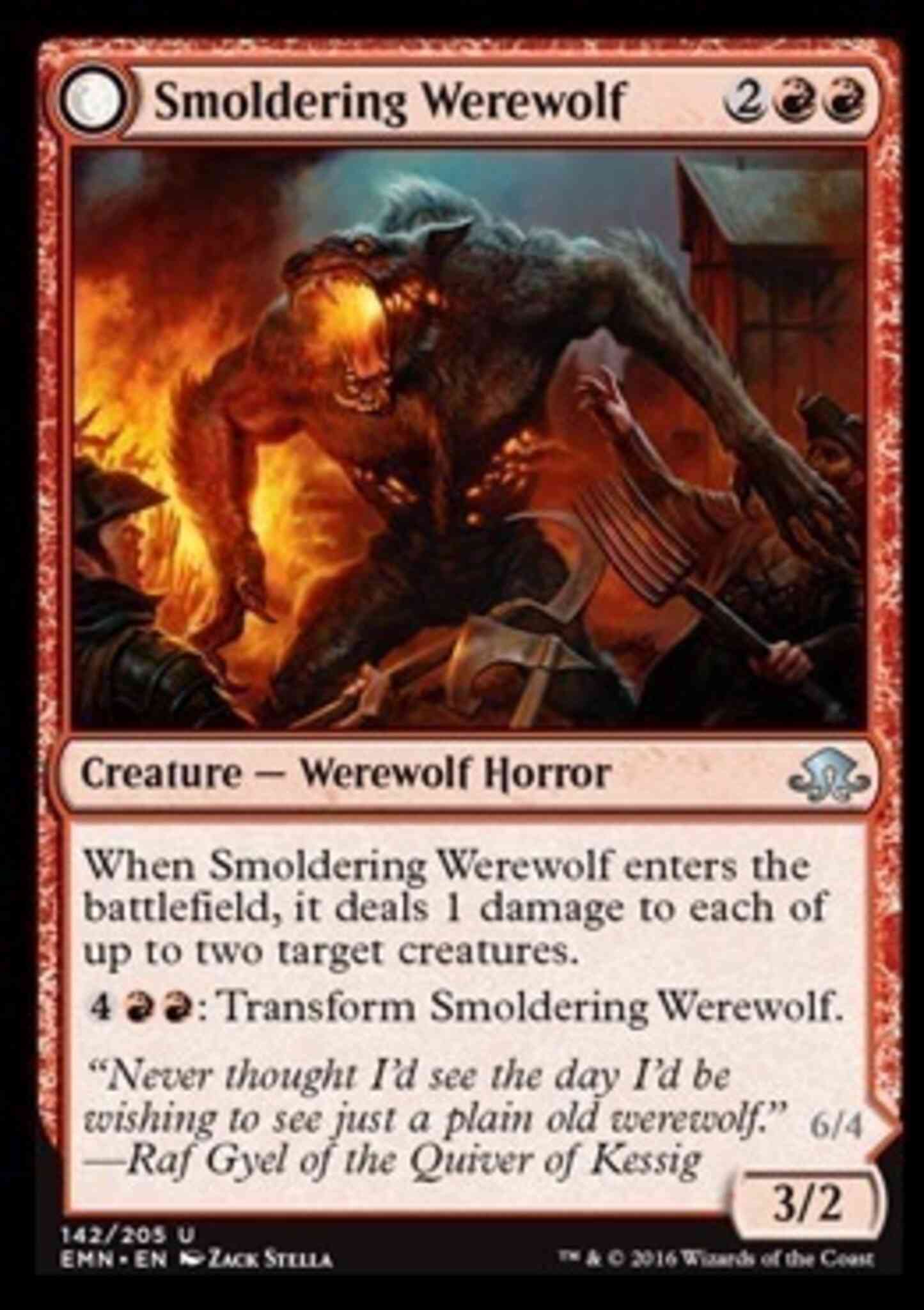 Smoldering Werewolf // Erupting Dreadwolf [142] [Eldritch Moon] [Non-Foil]