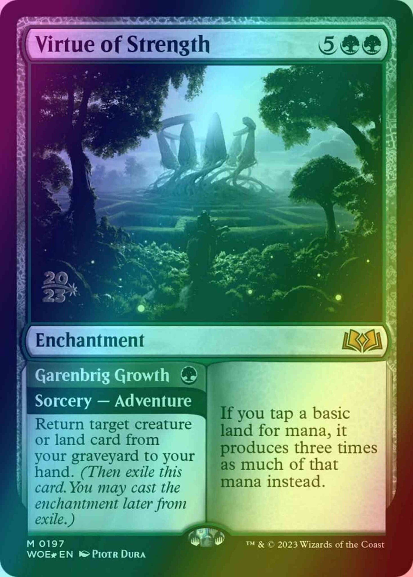 Virtue of Strength // Garenbrig Growth [197s] [Prerelease] [Wilds of Eldraine: Promos] [Foil]