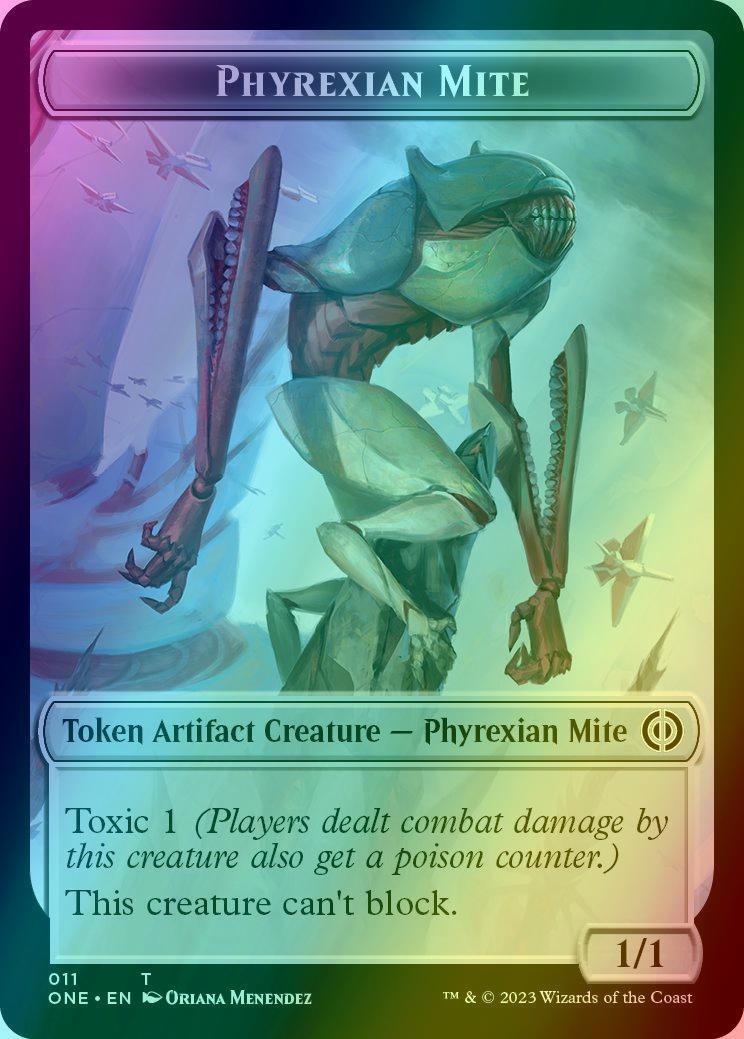Drone Token (08) // Phyrexian Mite Token (11) [Phyrexia: All Will Be One: Tokens] [Foil]