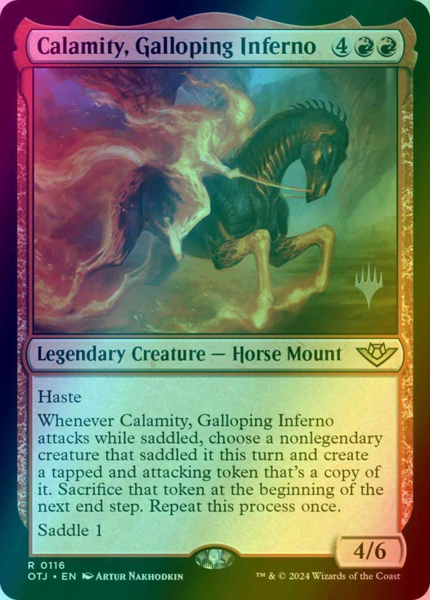 Calamity, Galloping Inferno [116p] [Promo Pack] [Outlaws of Thunder Junction: Promos] [Foil]