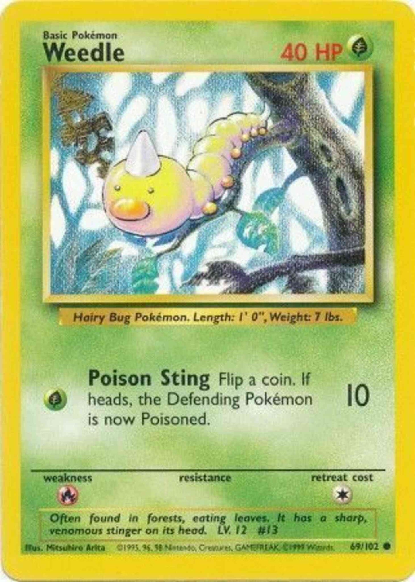 Weedle - 69/102 - Common - Unlimited [base1U-69] [Non-Holo]