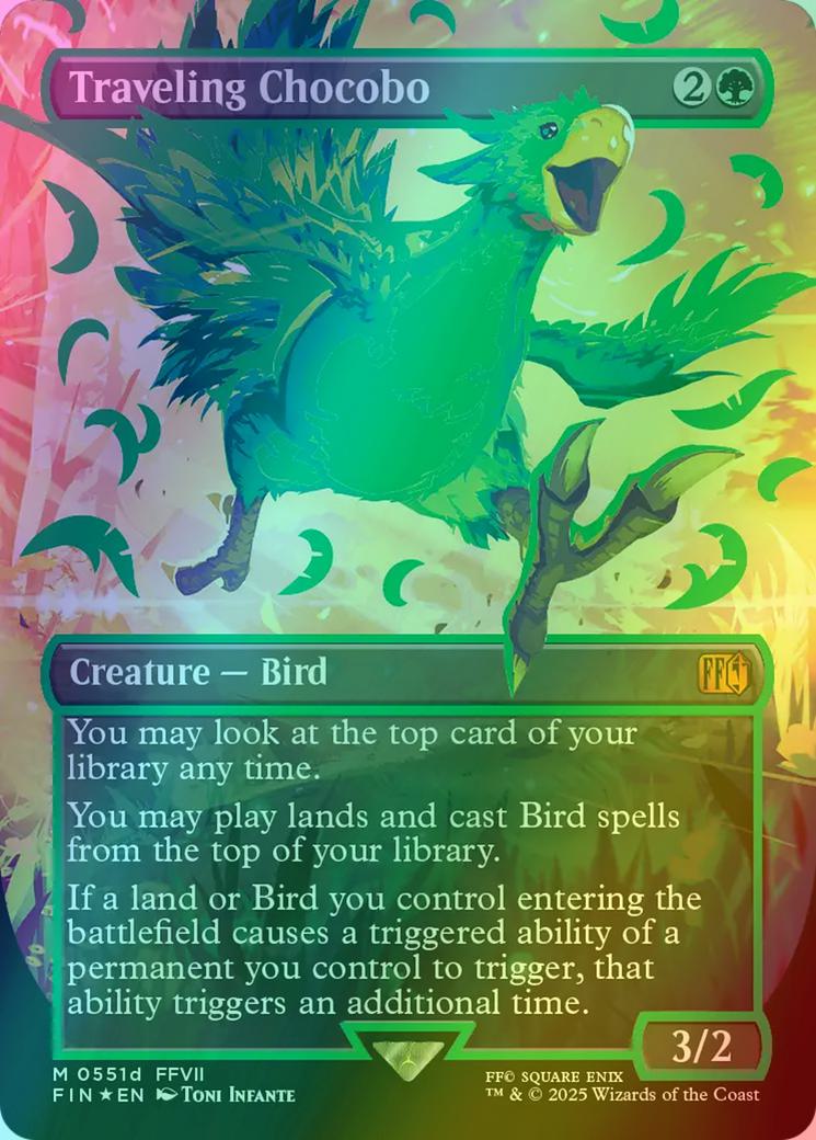 Traveling Chocobo [551d] [Borderless] [Neon Ink Showcase] [Green] [FINAL FANTASY] [Foil]