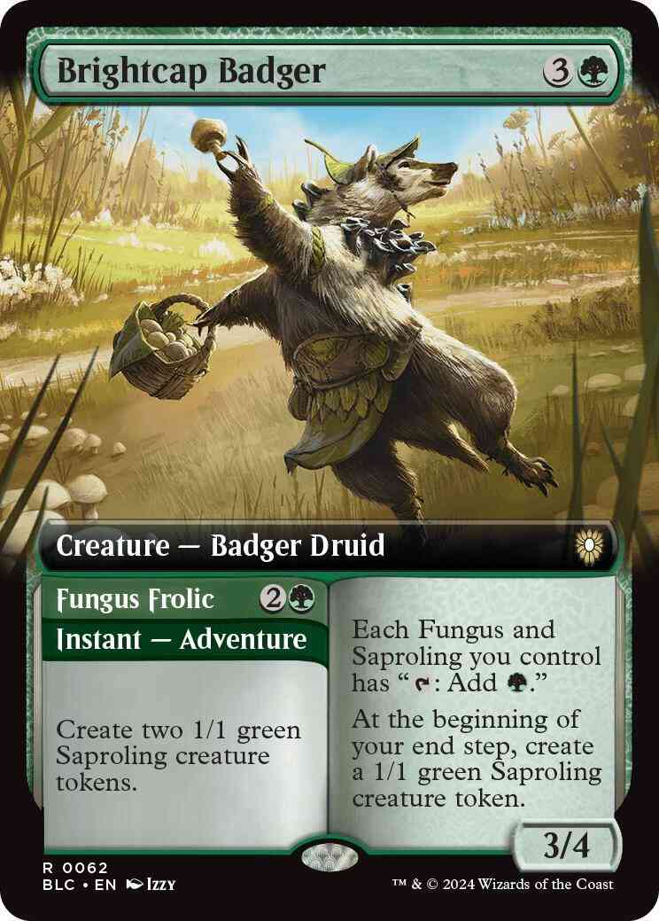 Brightcap Badger // Fungus Frolic [62] [Extended Art] [Bloomburrow: Commander] [Non-Foil]