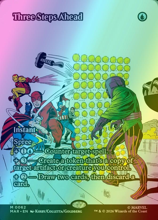 Three Steps Ahead [62] [Borderless] [Source Material] [Marvel Universe] [Foil]