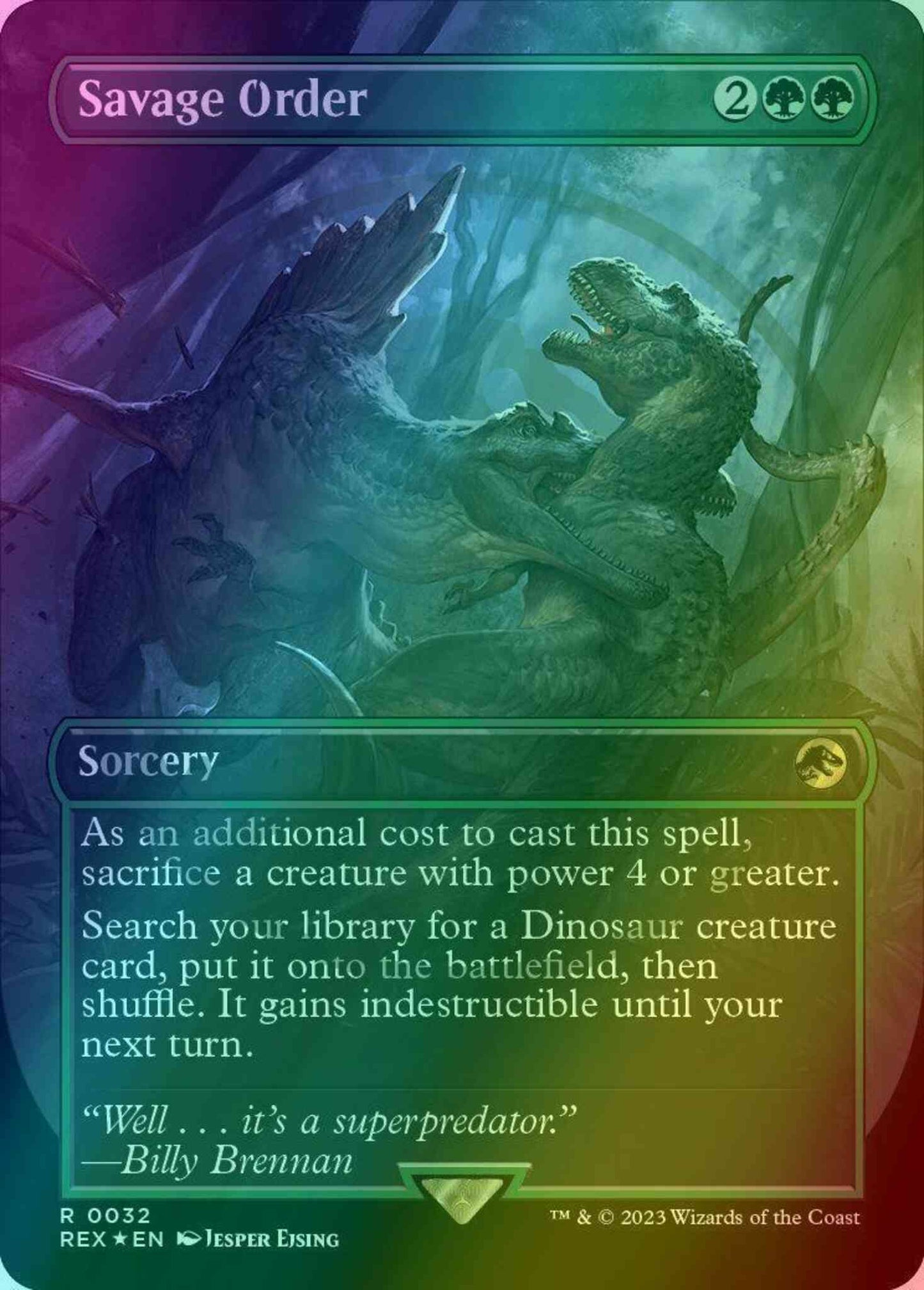 Savage Order [32] [Borderless] [Emblem] [Universes Beyond: Jurassic World Collection] [Foil]
