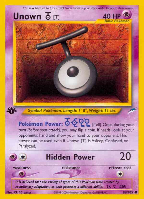 Unown - 1st Edition [T] - 88/105 - Common - 1st Edition [neo4-88] [Non-Holo]