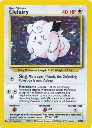 Clefairy - 5/102 - Rare - Shadowless [base1S-5] [Holo]