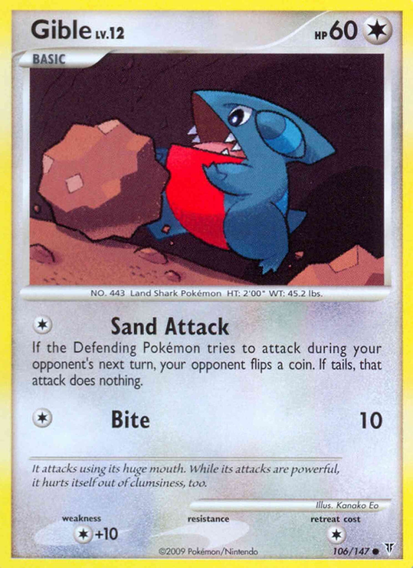 Gible - 106/147 - Common [pl3-106] [Reverse Holo]