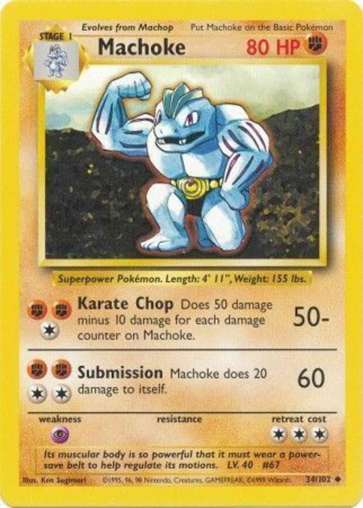 Machoke - 34/102 - Uncommon - Unlimited [base1U-34] [Non-Holo]