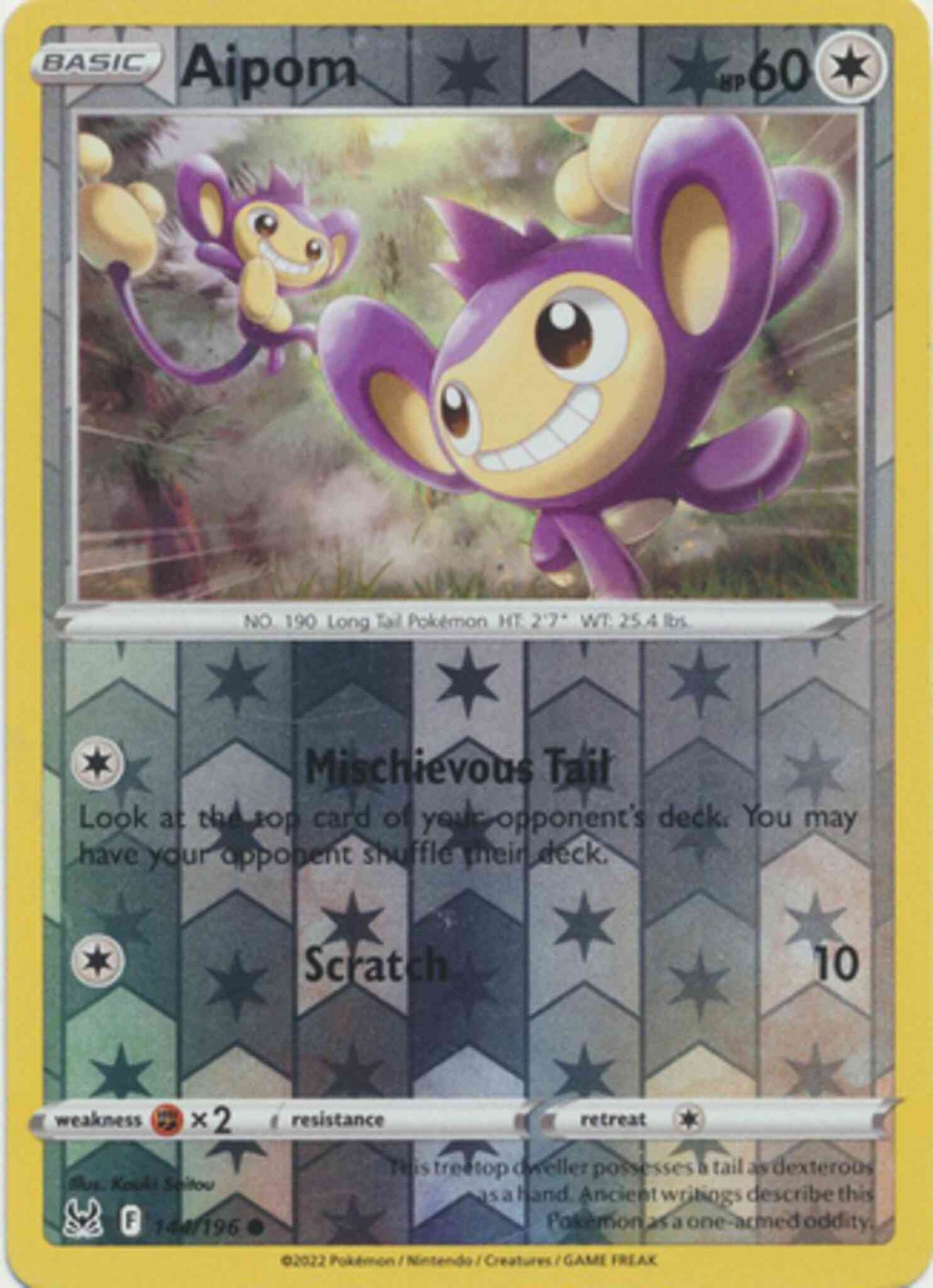 Aipom - 144/196 - Common [swsh11-144] [Reverse Holo]