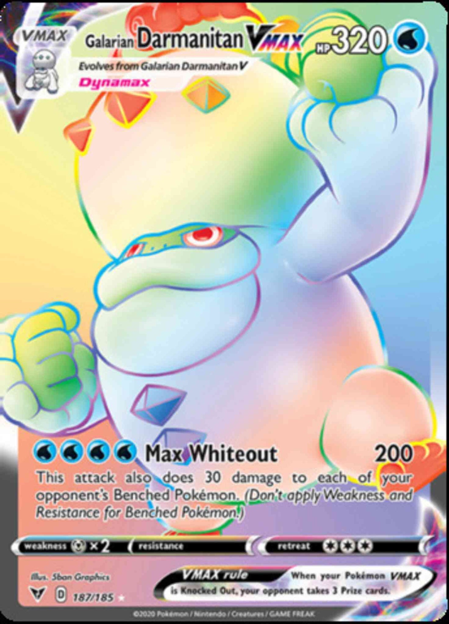 Galarian Darmanitan VMAX - 187/185 - Rare Rainbow [swsh4-187] [Secret]