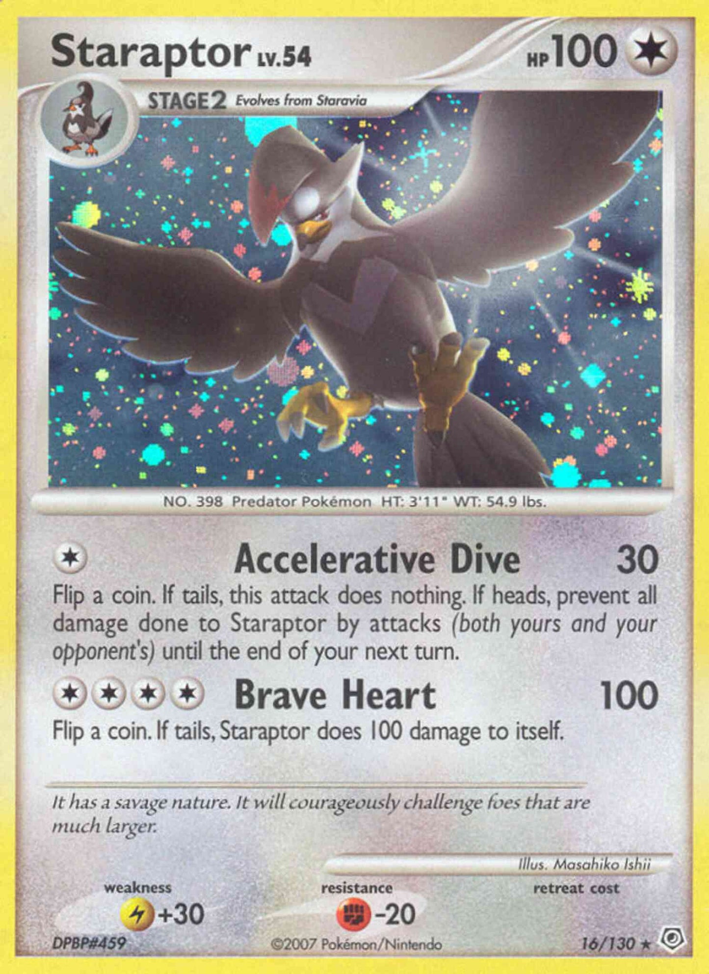 Staraptor - 16/130 - Rare Holo [dp1-16] [Reverse Holo]