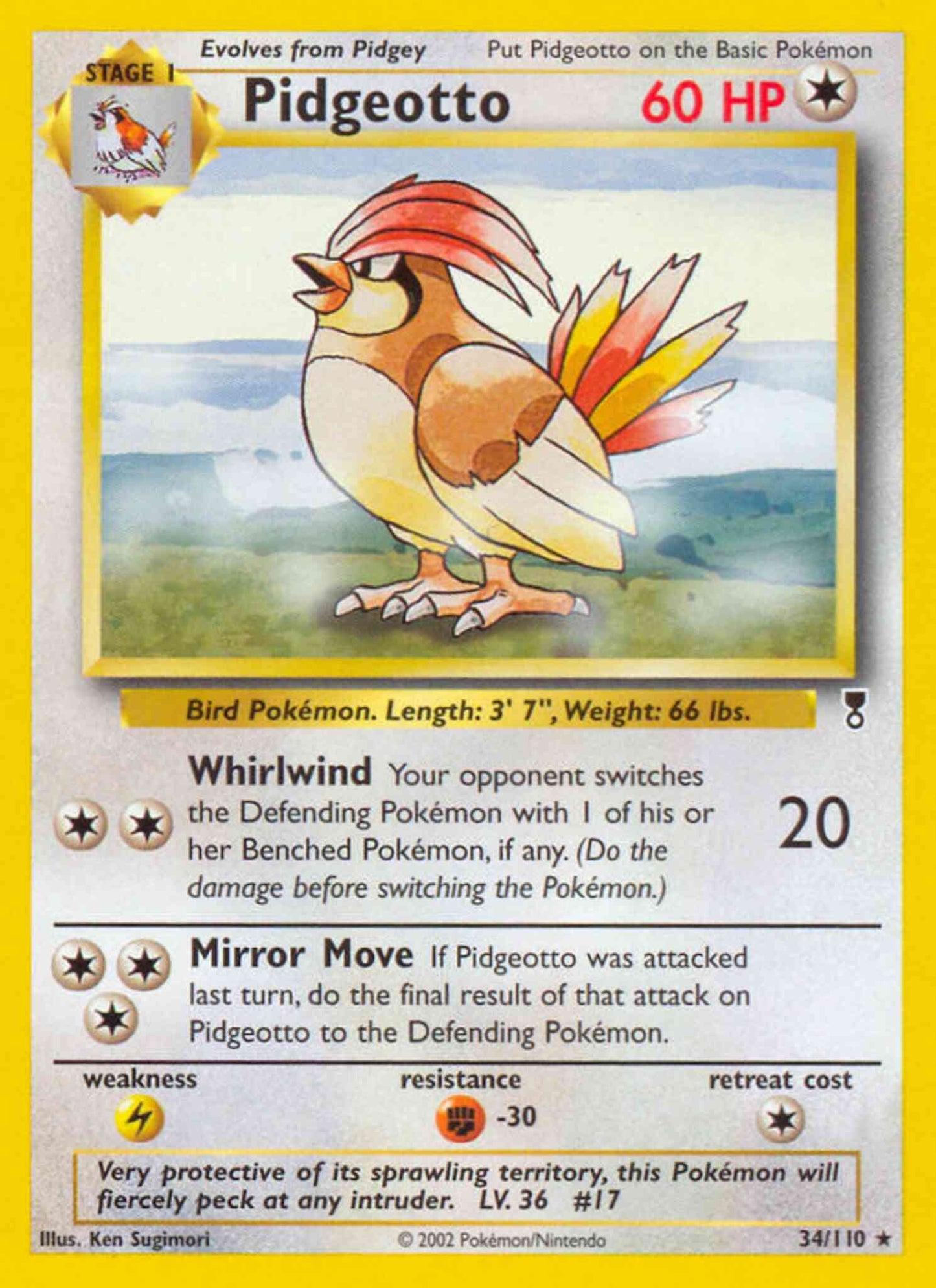 Pidgeotto - 34/110 - Rare [base6-34] [Reverse Holo]