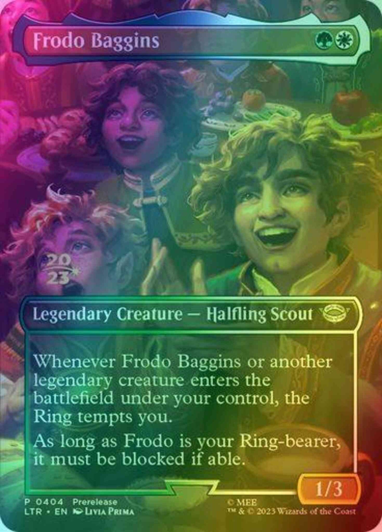 Frodo Baggins [404] [Stamped] [Borderless] [Prerelease] [The Lord of the Rings: Tales of Middle-earth: Promos] [Foil]