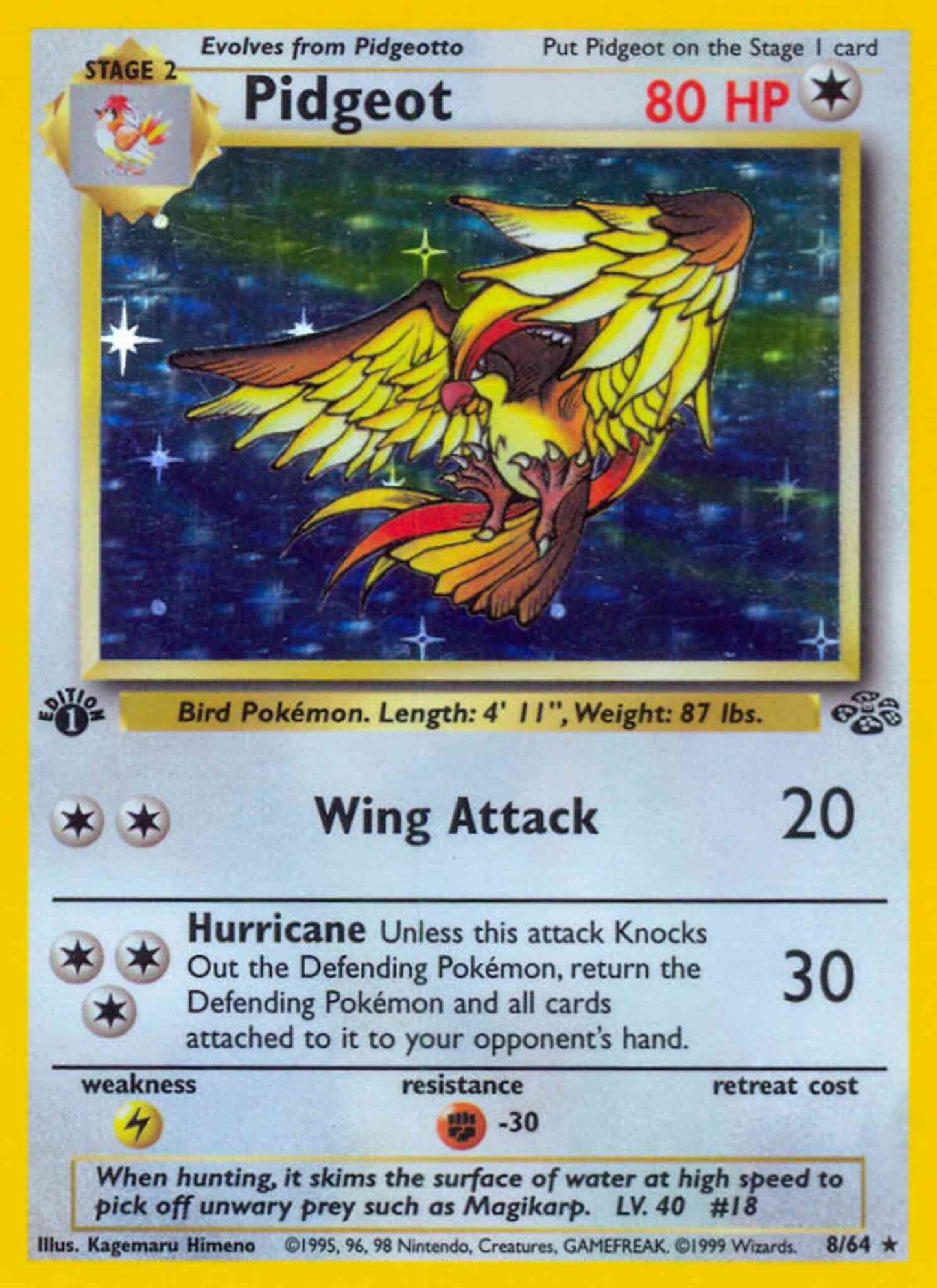 Pidgeot - 8/64 - Rare - 1st Edition [base2-8] [Holo]