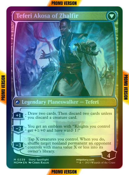 Invasion of New Phyrexia // Teferi Akosa of Zhalfir [239s] [Prerelease] [March of the Machine: Promos] [Foil]