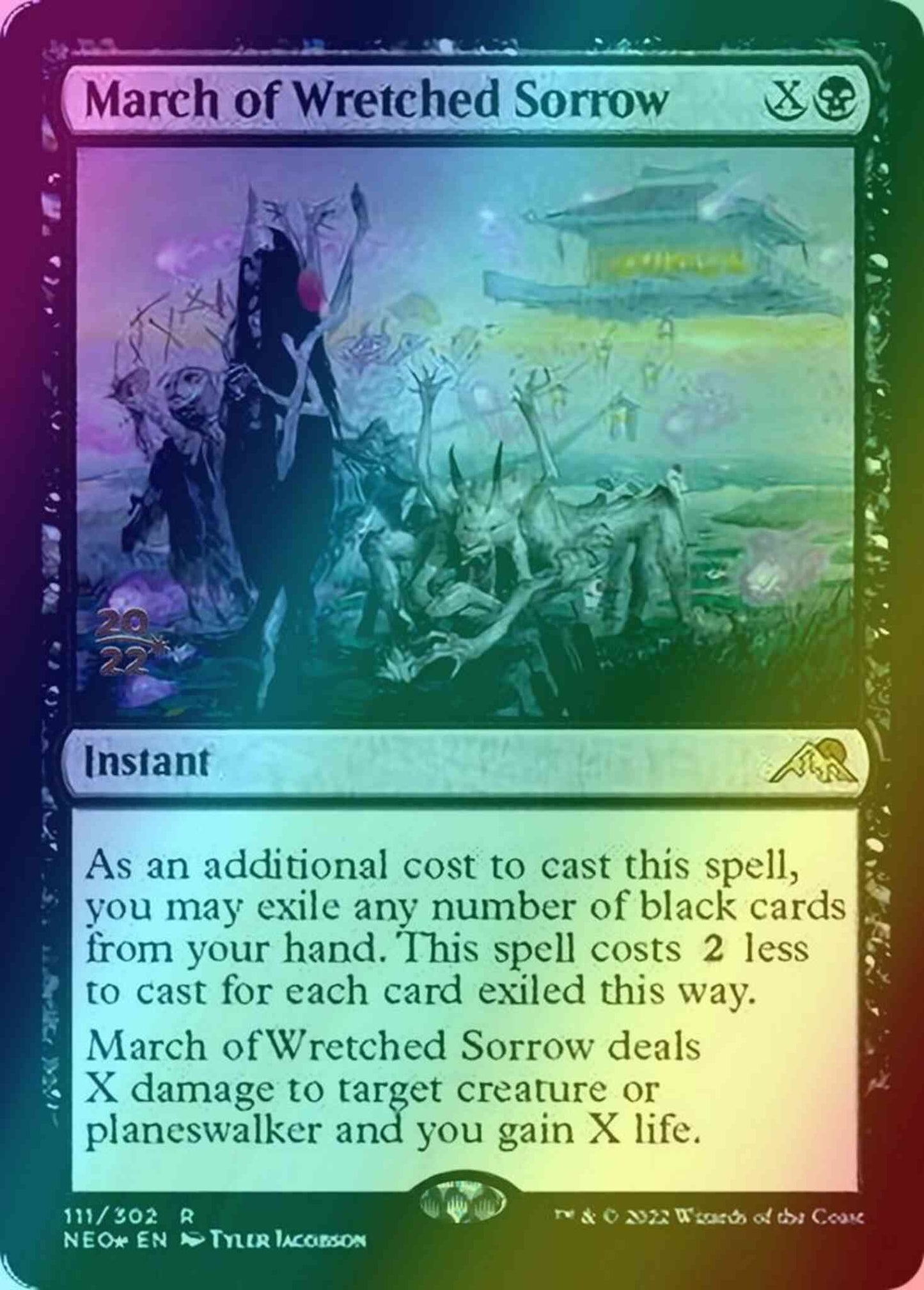 March of Wretched Sorrow [Prerelease] [111s] [Kamigawa: Neon Dynasty: Promos] [Foil]