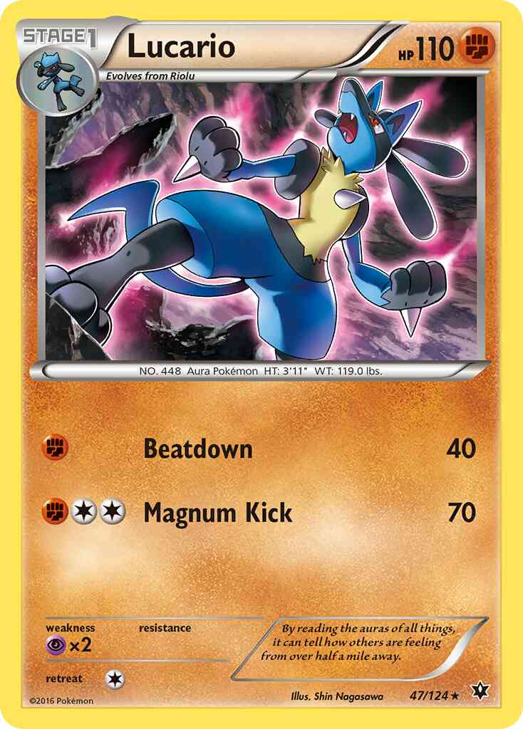 Lucario - 47/124 - Rare [xy10-47] [Reverse Holo]