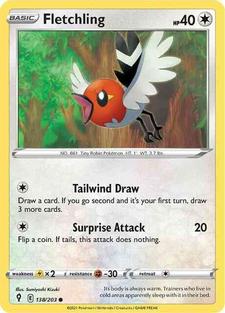 Fletchling - 138/203 - Common [swsh7-138] [Reverse Holo]
