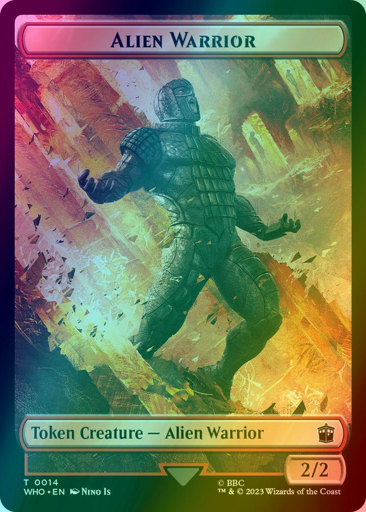 Alien Rhino Token (03) // Alien Warrior Token (14) [Universes Beyond: Doctor Who: Tokens] [Foil]