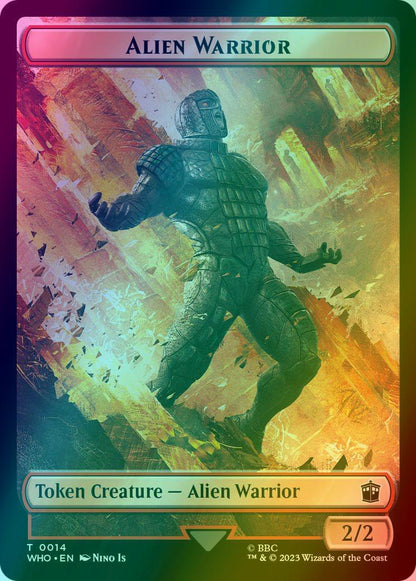 Alien Rhino Token (03) // Alien Warrior Token (14) [Universes Beyond: Doctor Who: Tokens] [Foil]