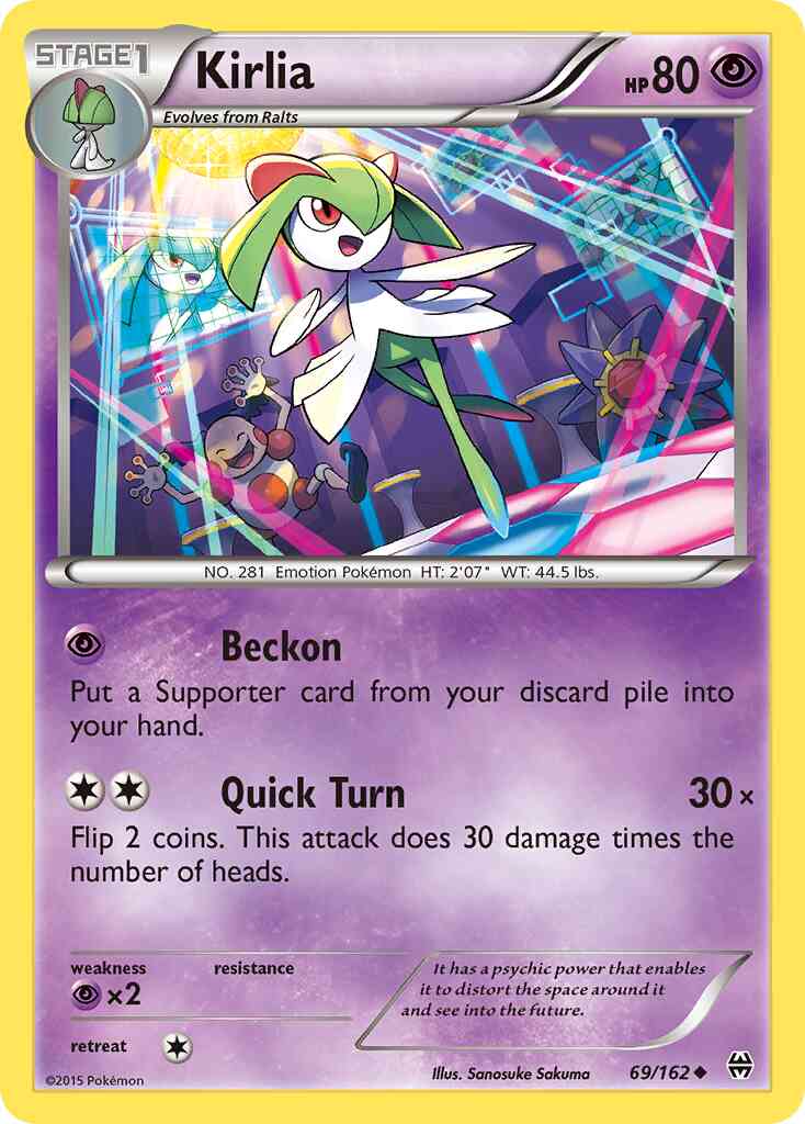 Kirlia - 69/162 - Uncommon [xy8-69] [Reverse Holo]