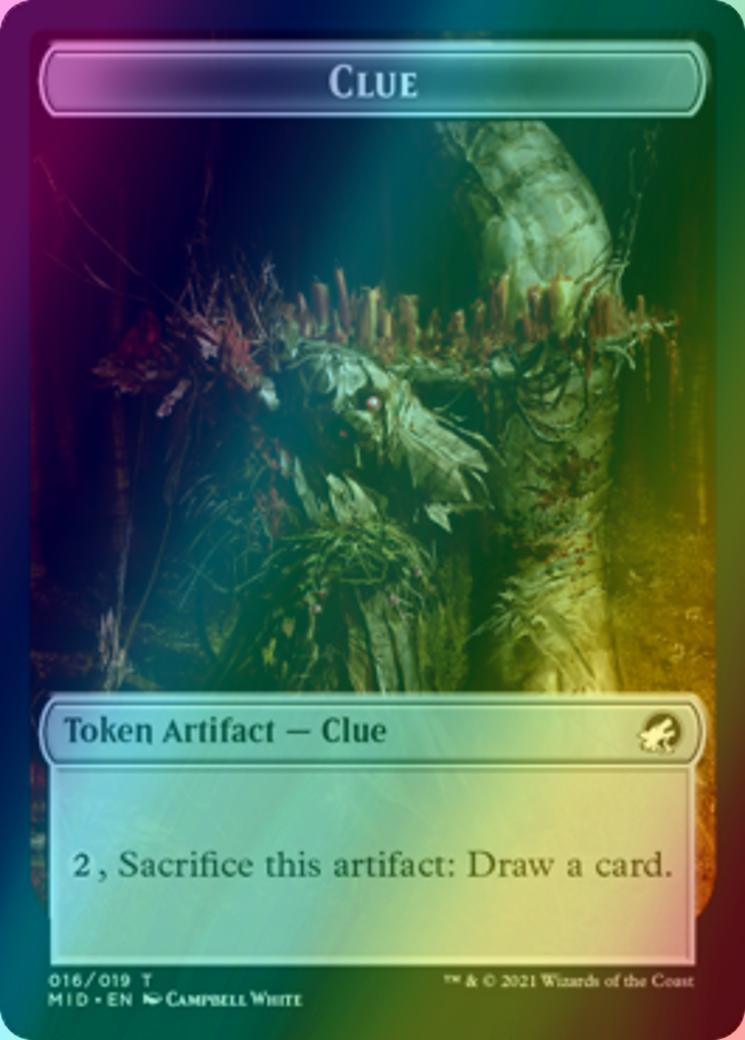 Bird Token (03) // Clue Token (16) [Innistrad: Midnight Hunt: Tokens] [Foil]