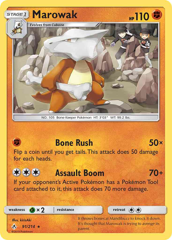 Marowak - 91/214 - Rare [sm10-91] [Reverse Holo]