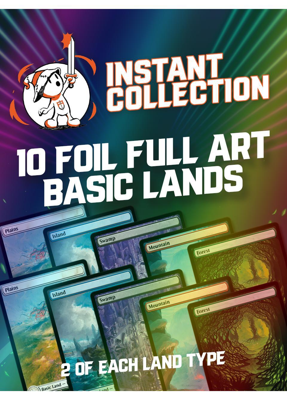 Instant Collection - Basic Lands - 10 Foil Full Art (2 of Each Basic ...