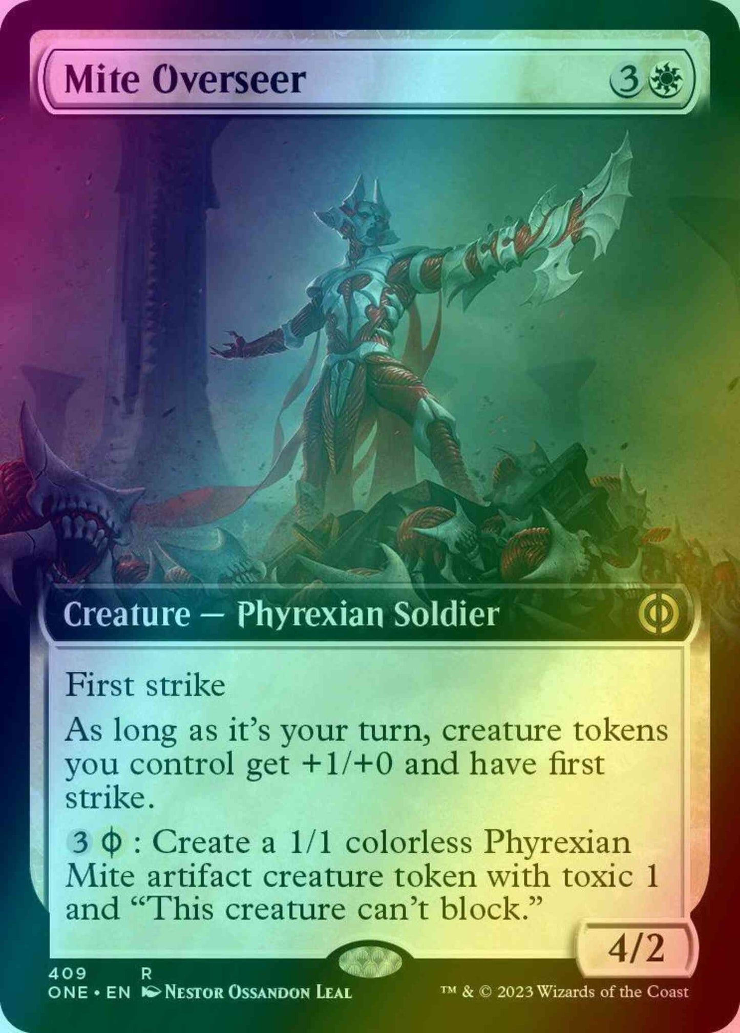 Mite Overseer [409] [Extended Art] [Jumpstart Exclusive] [Phyrexia: All Will Be One] [Foil]