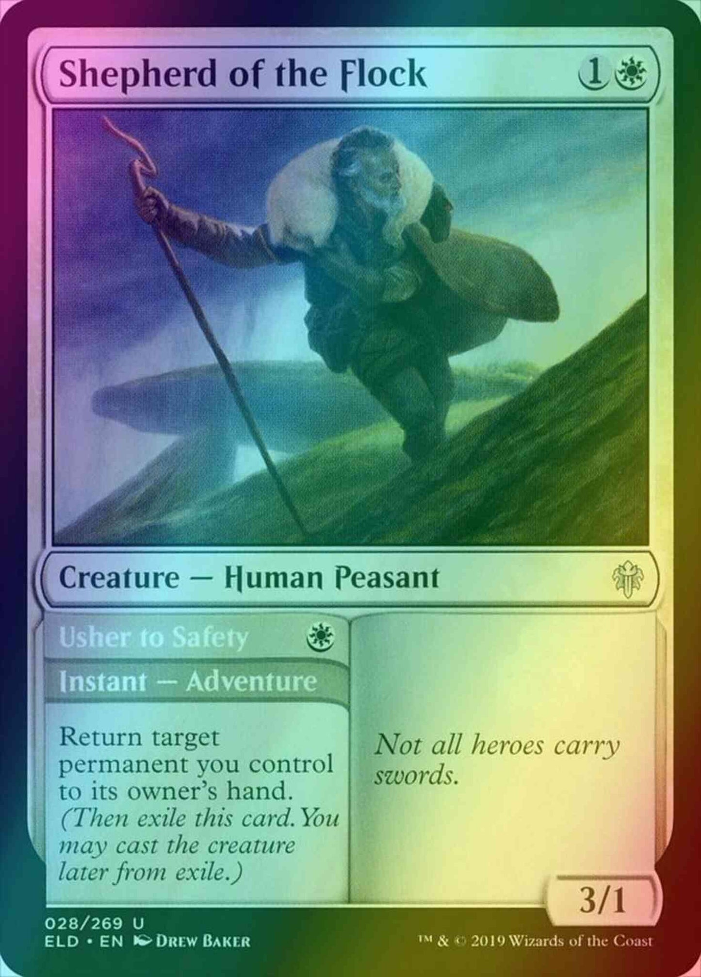 Shepherd of the Flock // Usher to Safety [28] [Throne of Eldraine] [Foil]