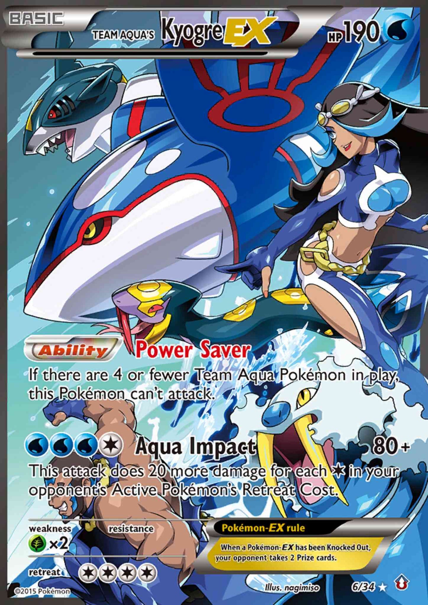 Team Aqua's Kyogre-ex - 6/34 - Rare Holo EX [dc1-6] [Ultra]