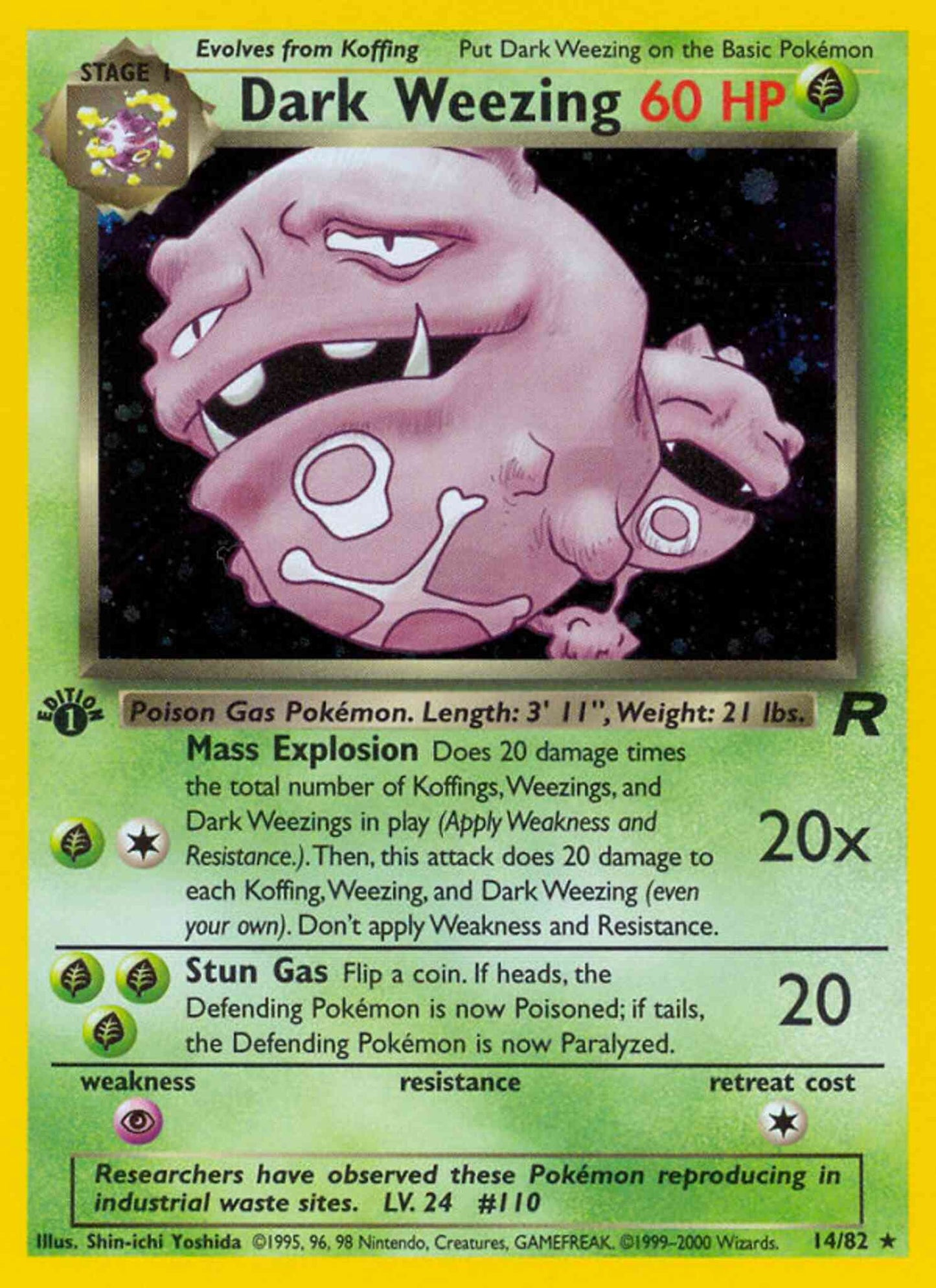 Dark Weezing - 14/82 - Rare - 1st Edition [base5-14] [Holo]