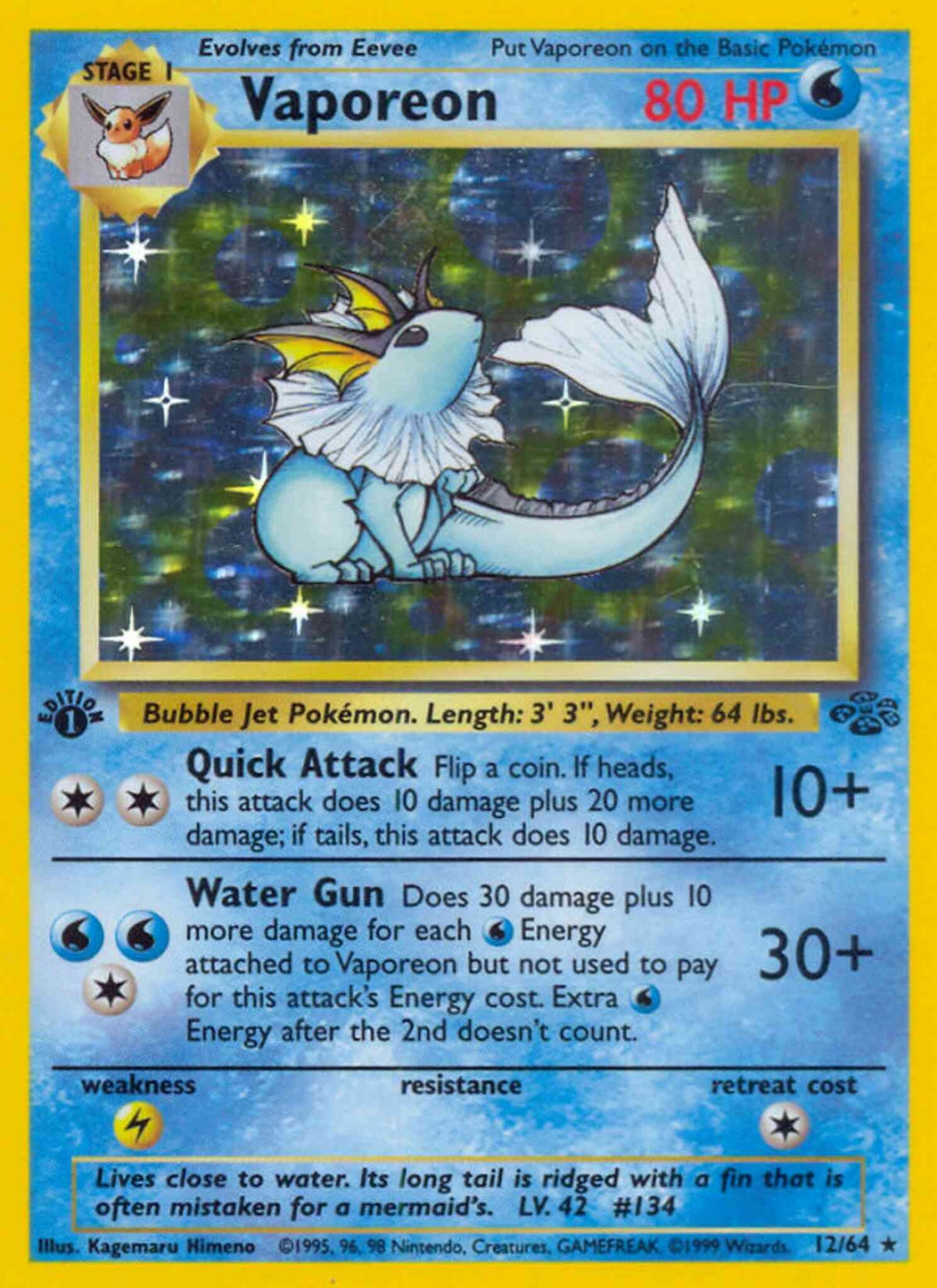 Vaporeon - 12/64 - Rare - 1st Edition [base2-12] [Holo]