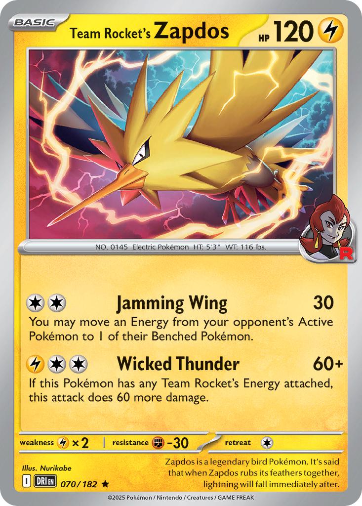 Team Rocket's Zapdos - 070/182 - Rare [sv10-070] [Holo]