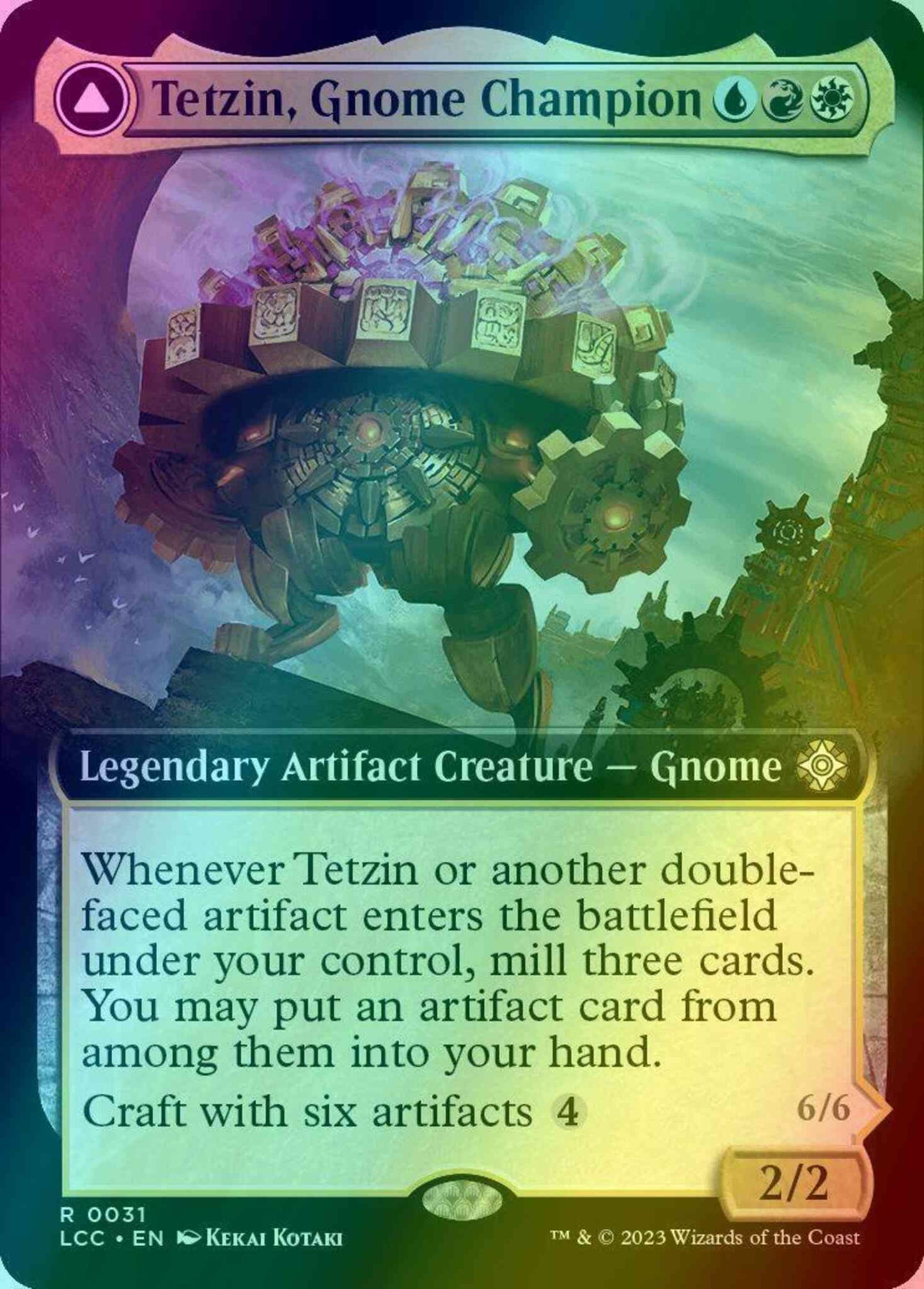 Tetzin, Gnome Champion // The Golden-Gear Colossus [31] [Extended Art] [The Lost Caverns of Ixalan: Commander] [Foil]
