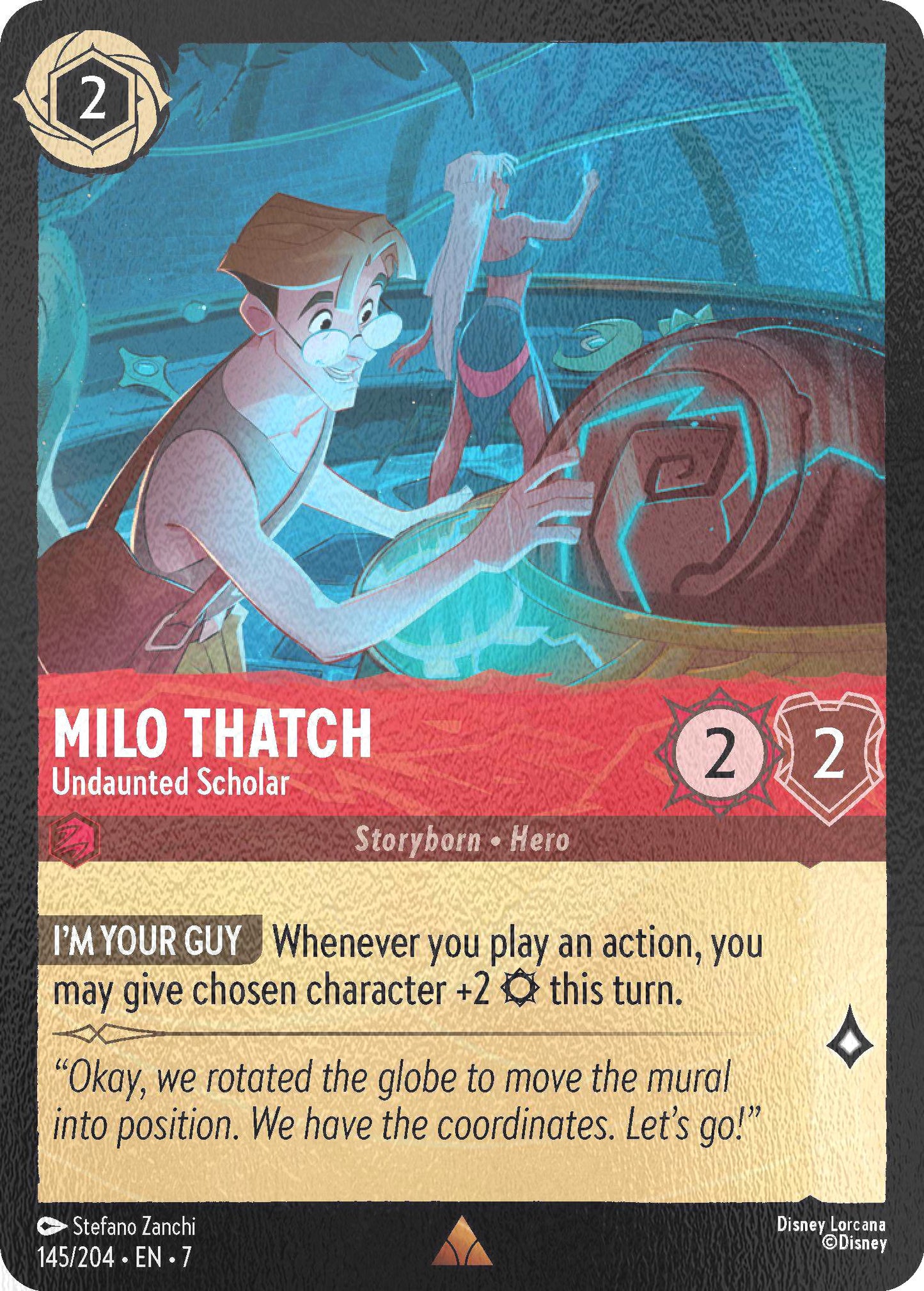 Milo Thatch - Undaunted Scholar - 145/204 [Archazia's Island] [Cold Foil]