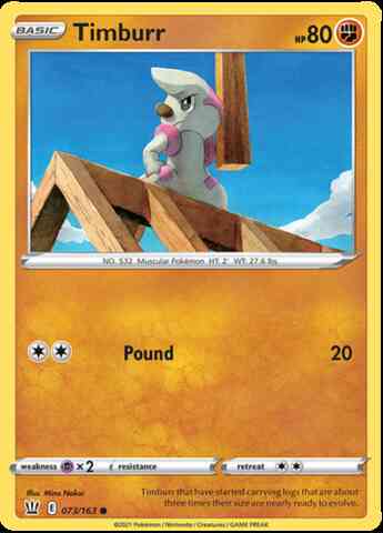 Timburr - 073/163 - Common [swsh5-073] [Reverse Holo]