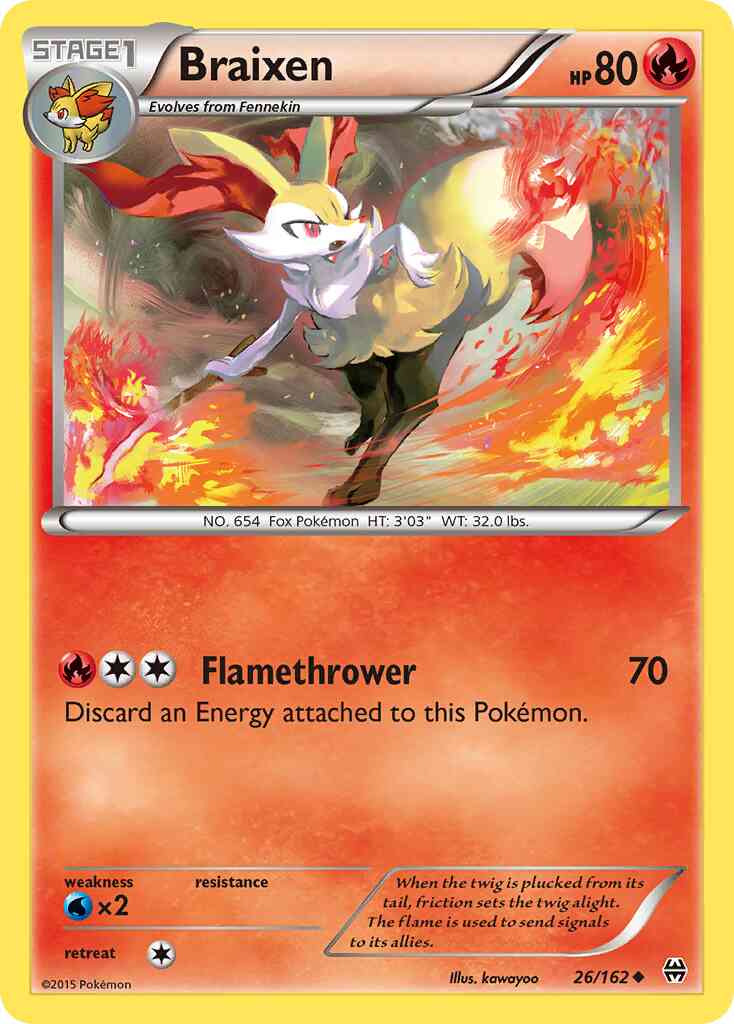 Braixen - 26/162 - Uncommon [xy8-26] [Non-Holo]
