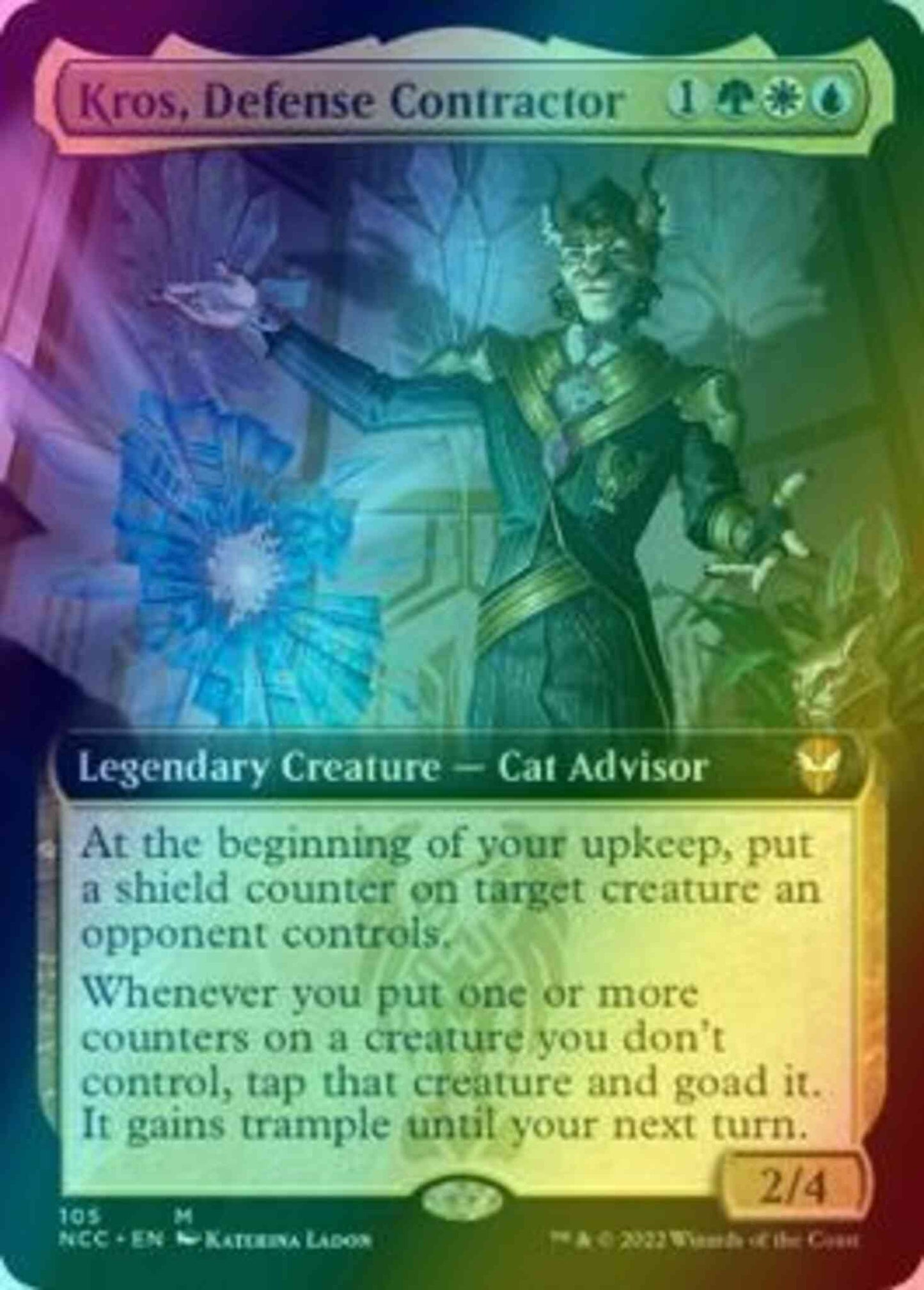 Kros, Defense Contractor [105] [Extended Art] [Streets of New Capenna: Commander] [Foil]