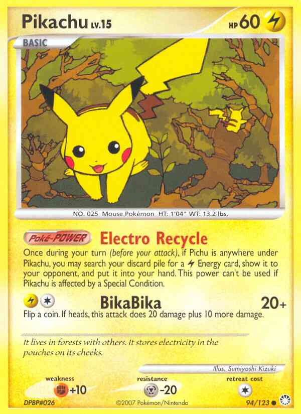Pikachu - 94/123 - Common [dp2-94] [Reverse Holo]