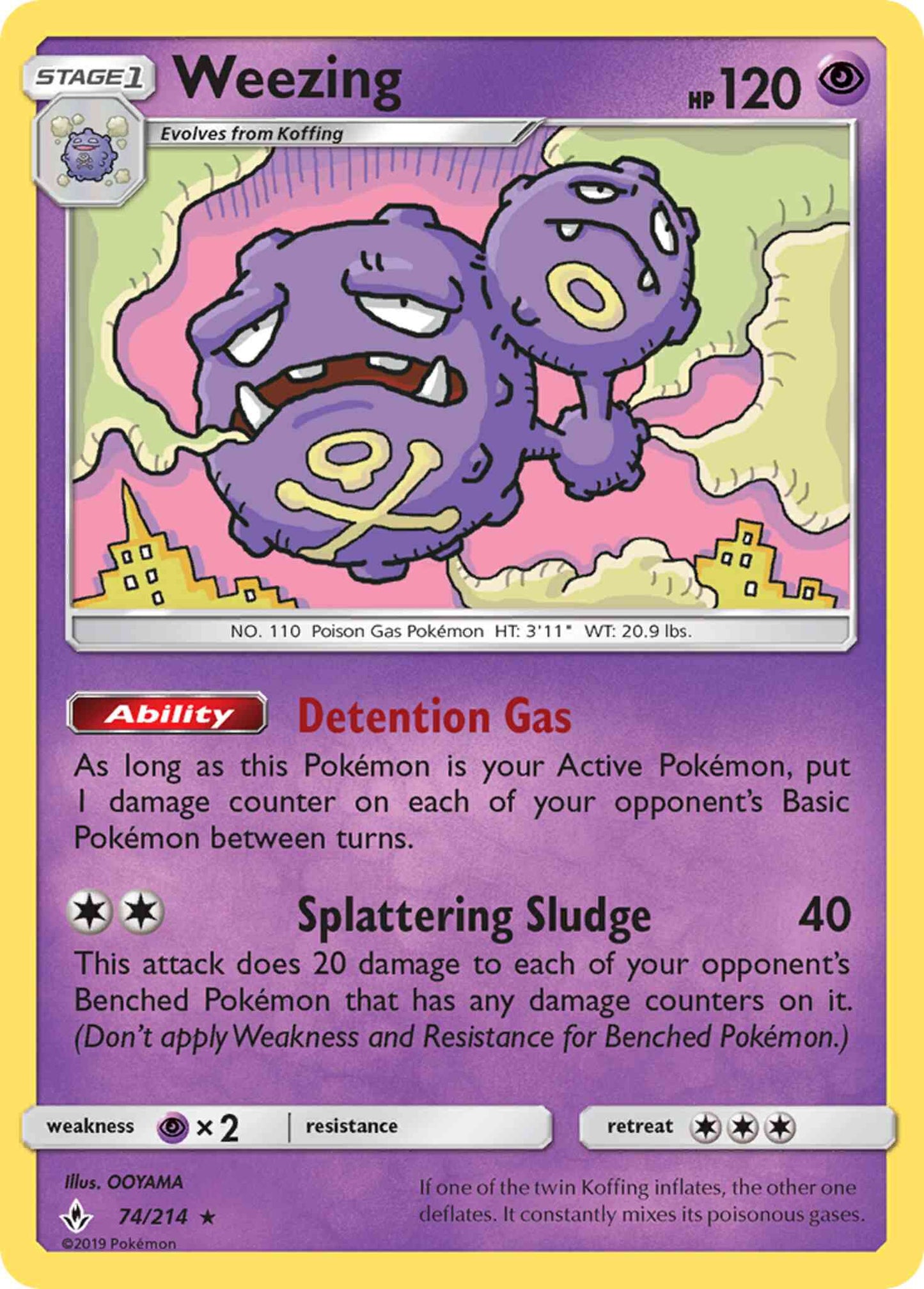 Weezing - 74/214 - Rare [sm10-74] [Reverse Holo]