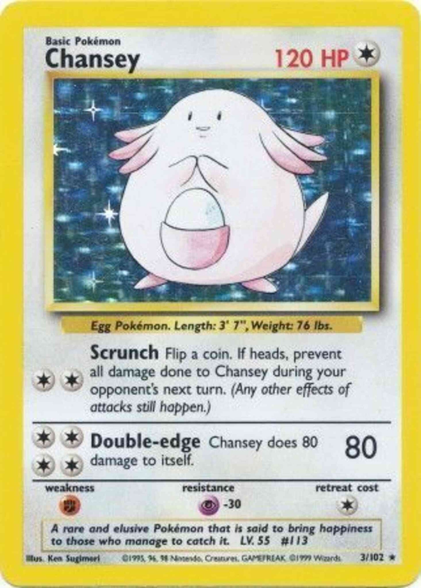 Chansey - 3/102 - Rare - Unlimited [base1U-3] [Holo]